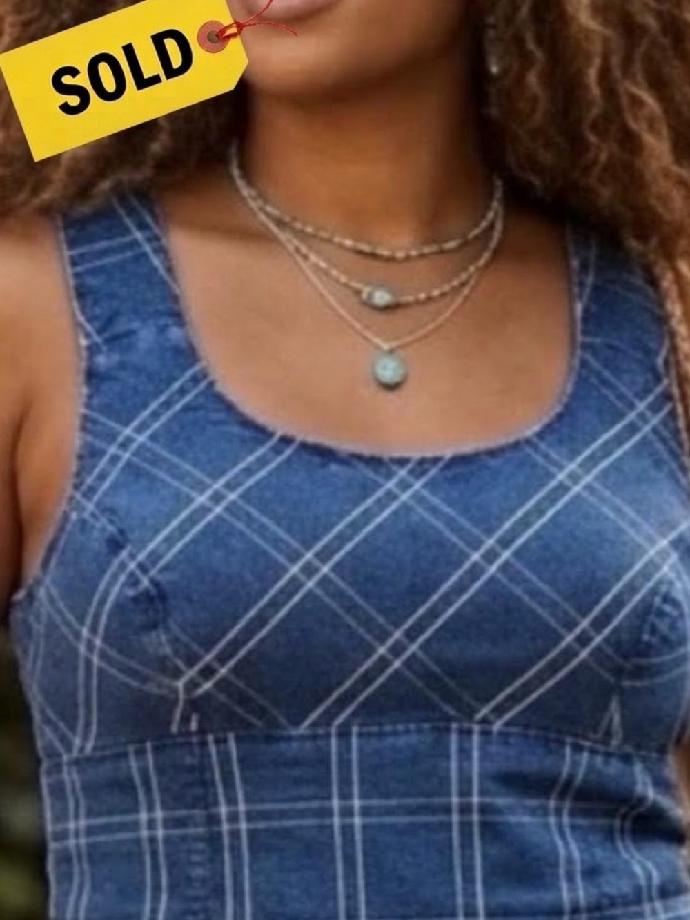 MADEWELL Plaid Denim Fitted Cropped Top Boho, Prairie, Country Girl, Festival🌻